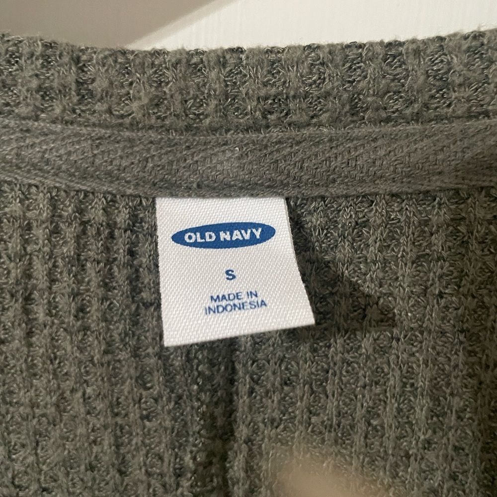 Old Navy LS Plush Waffle Knit Henley Tunic - Olive Green - Small - Picture 3 of 6